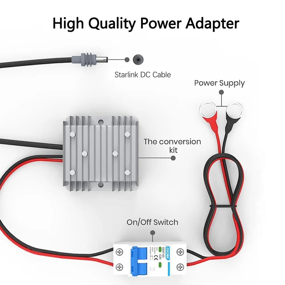 alloautoparts-12v-24v-to-57v-power-adapter-with-switch-for-starlink-gen-3-ring-terminal