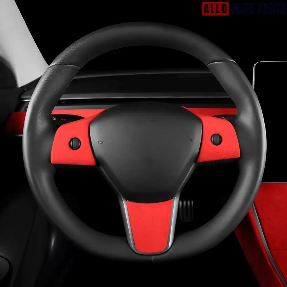 Alcantara Steering Wheel Cover for Tesla Model 3 & Model Y | Genuine Fabric - Tesla Interior Accessories > Steering