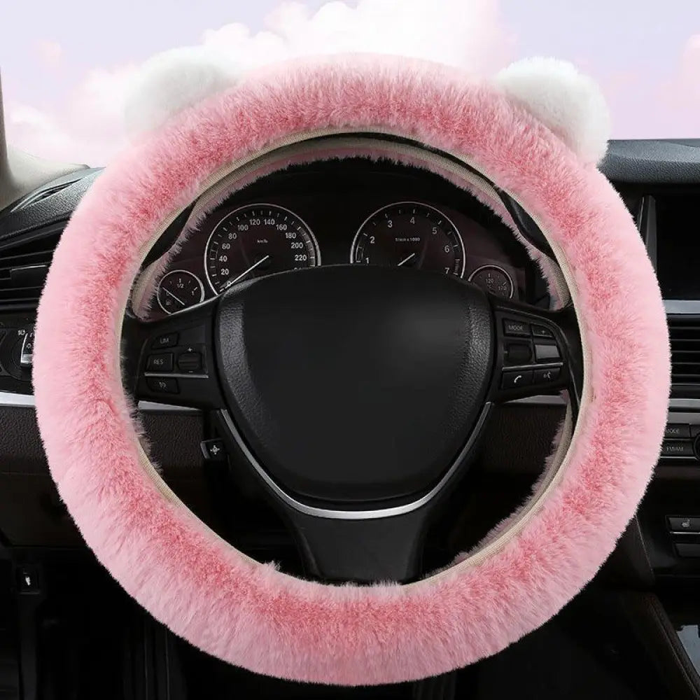 Cute Bear Steering Wheel Cover for Tesla Model 3 Y S X - Plush Non-Slip Grip - Tesla Interior Accessories > Steering