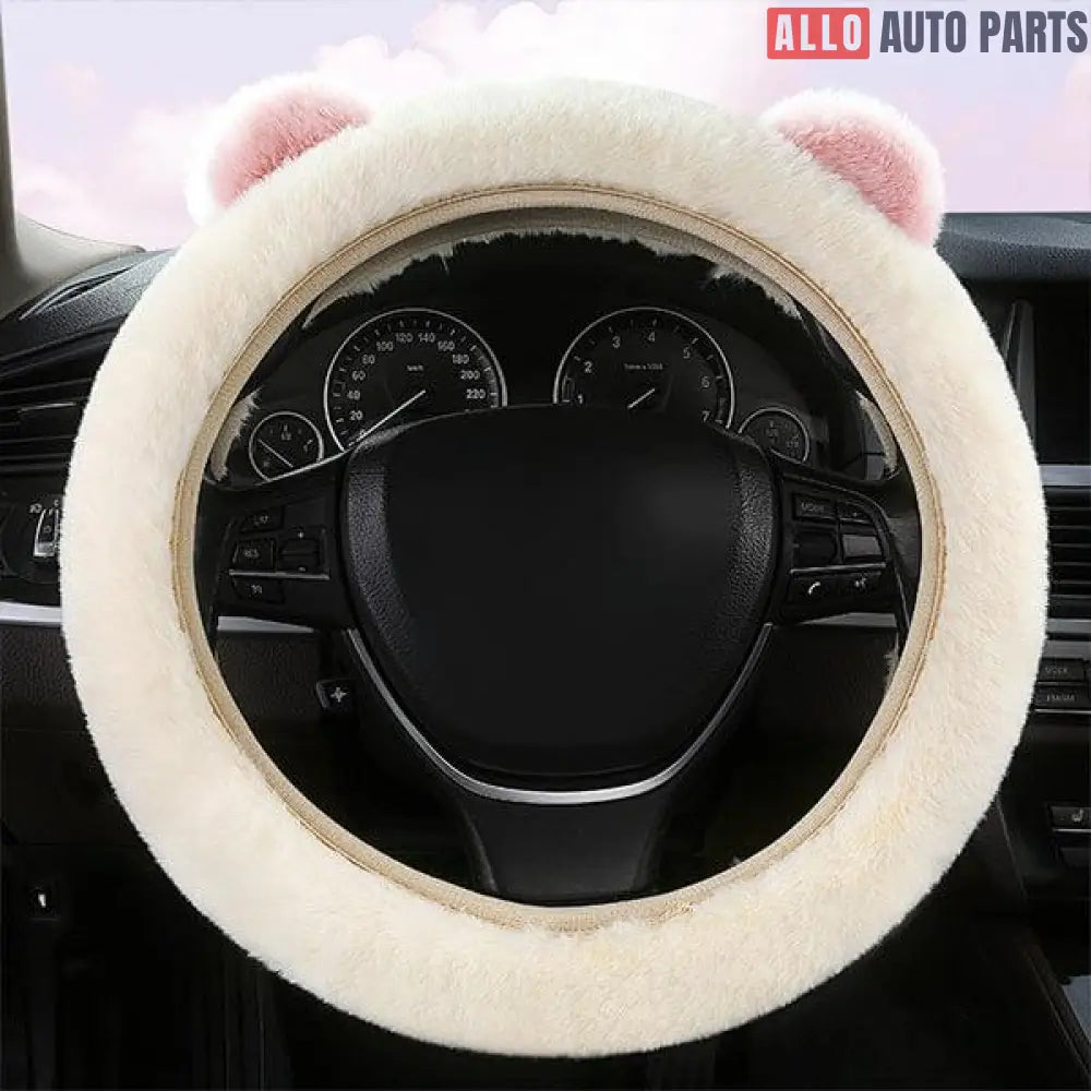 Cute Bear Steering Wheel Cover for Tesla Model 3 Y S X - Plush Non-Slip Grip - Tesla Interior Accessories > Steering