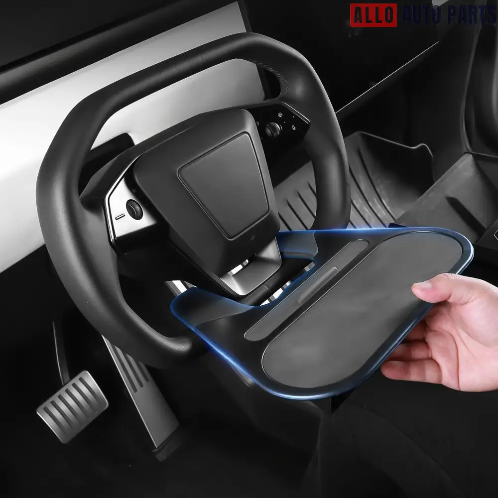 Cybertruck Steering Wheel Tray - Portable Laptop Desk & Eating Table - With Storage Box - Tesla Interior Accessories >