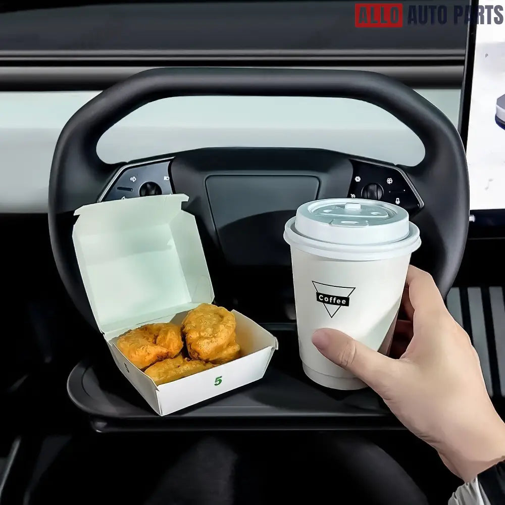 Cybertruck Steering Wheel Tray - Portable Laptop Desk & Eating Table - With Storage Box - Tesla Interior Accessories >