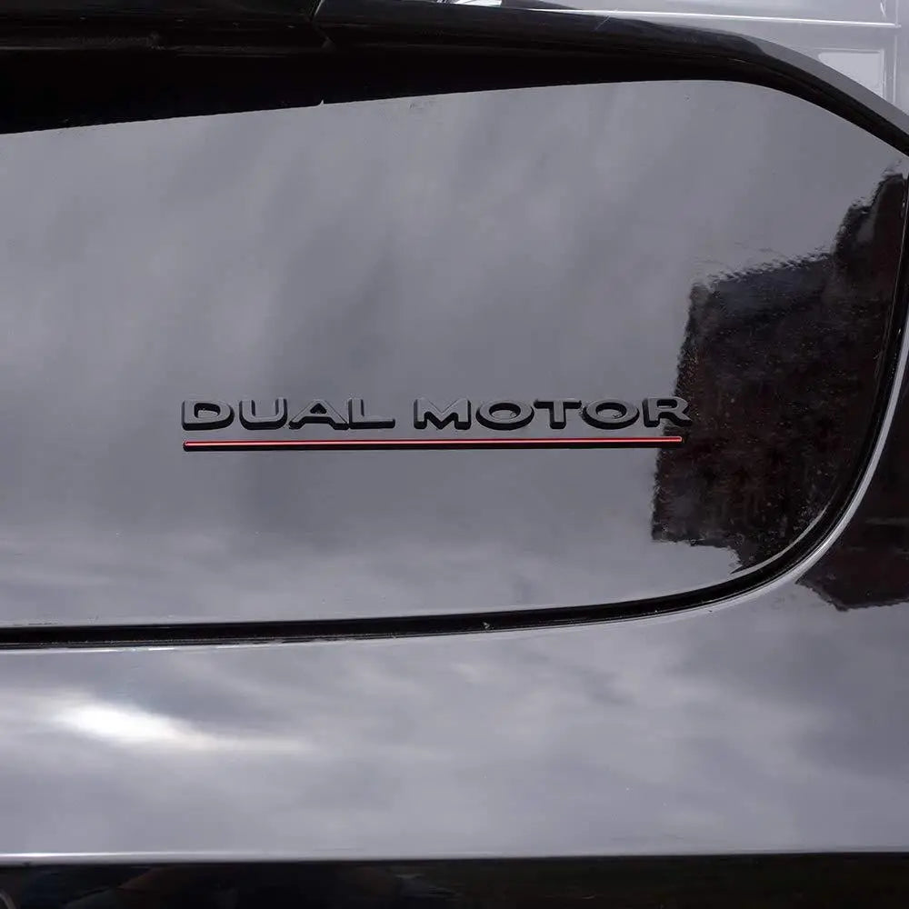 Dual Motor Badge Emblem Replacement for Tesla Model 3 Y S X - Rear Trunk Decal - Tesla Exterior Accessories > Exterior