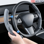 Suede Steering Wheel Cover for Tesla Model Y Juniper 2025+ | Anti-Slip Grip - Tesla Interior Accessories > Steering