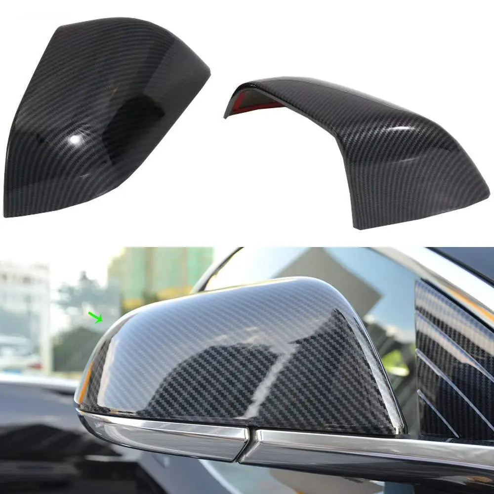Tesla Model 3 Carbon Fiber Mirror Covers (2017-2024 & Highland) - 1 Pair - Tesla Exterior Accessories > Exterior Wrap >
