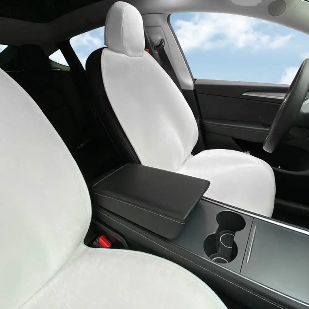 Tesla Model 3 & Y Breathable Flannel Front Seat Cover - All-Season Protection - Tesla Interior Accessories > Seat >