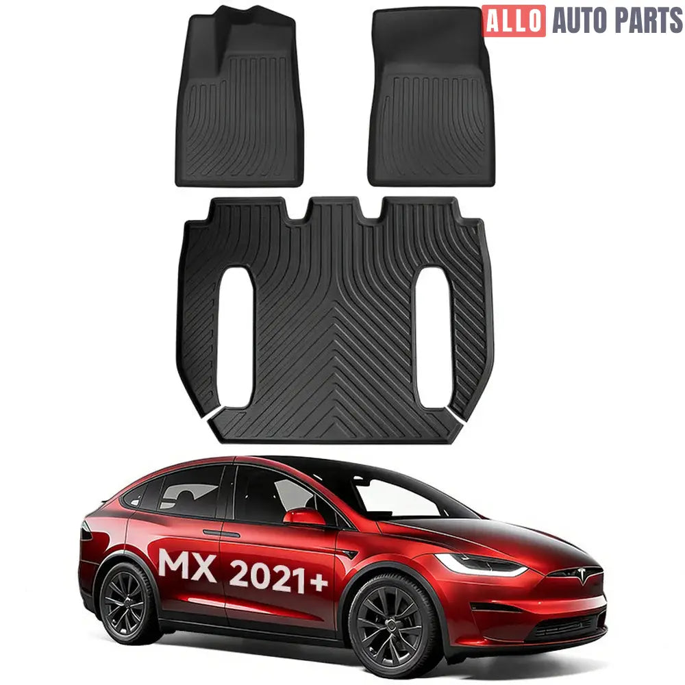 Tesla Model X 2021-2024 All Weather Floor Mats & Cargo Liners - Custom TPE Set - Tesla Interior Accessories > Floor Mat
