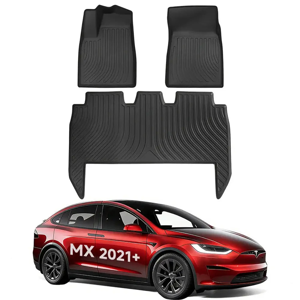 Tesla Model X 2021-2024 All Weather Floor Mats & Cargo Liners - Custom TPE Set - Tesla Interior Accessories > Floor Mat