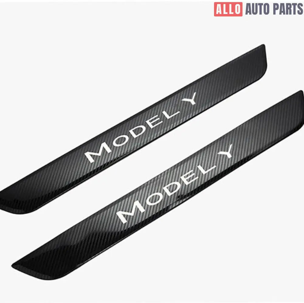 Tesla Model Y Carbon Fiber Door Sill Protectors 2020-2024 - Scuff Guard - Tesla Interior Accessories > Doors > Door