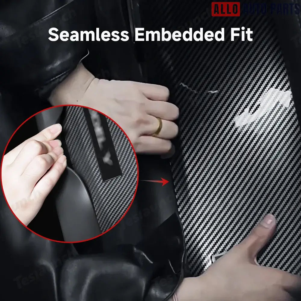 Tesla Model Y Juniper 2025+ Door Sill Protector Set - 8pc Carbon Fiber Style - 8-Piece Set - Tesla Interior