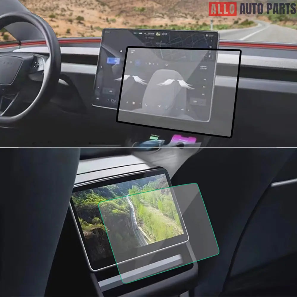 Tesla Model Y Juniper 2025 Screen Protector - 15.4’’ & 8’’ 9H Tempered Glass - HD Version / Dashboard Screen & Second