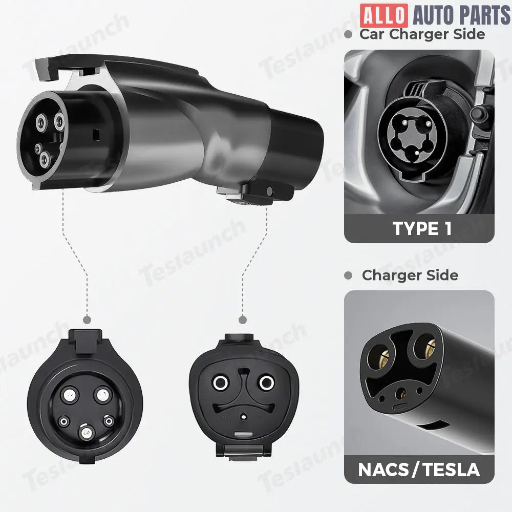 Tesla to J1772 Adapter | NACS to Type 1 EV Charger Plug | 48A Fast Charge - Black - Tesla Exterior Accessories > Charger