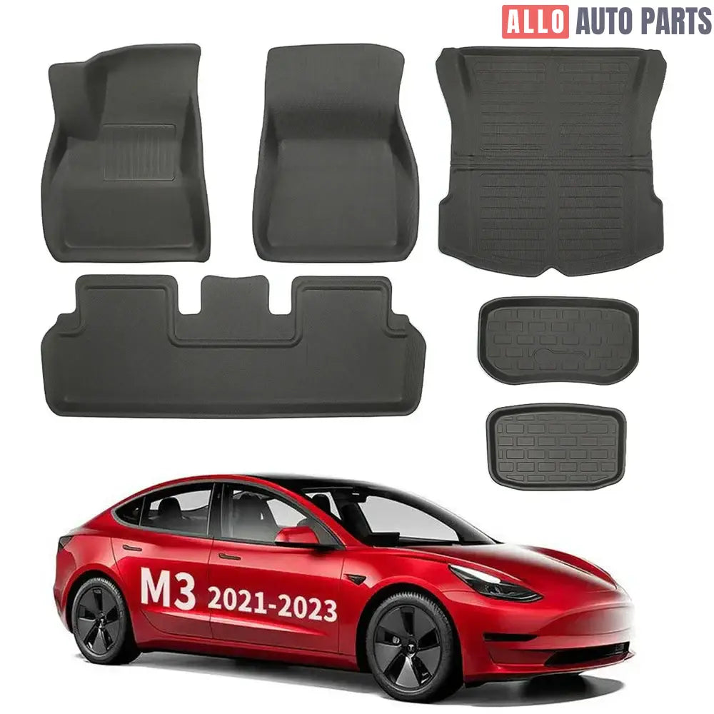 2021-2023 Tesla Model 3 Floor Mats & Cargo Liners | All-Weather XPE Set - Tesla Interior Accessories > Floor Mat