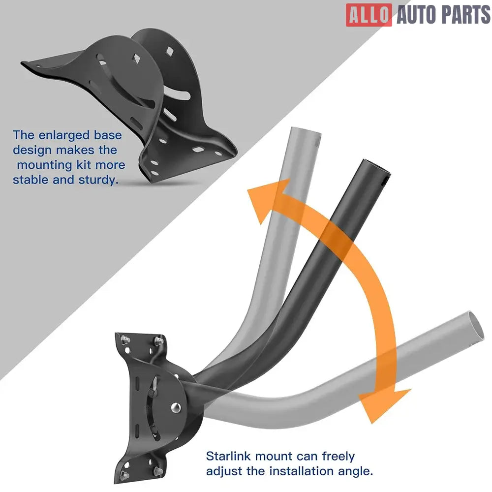 Adjustable Starlink Gen 2 Roof Wall Mount Kit - Heavy Duty Steel Bracket - Tesla Exterior Accessories > Starlink