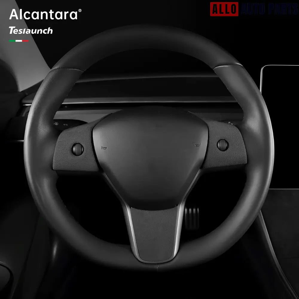 Alcantara Steering Wheel Cover for Tesla Model 3 & Model Y | Genuine Fabric - Tesla Interior Accessories > Steering