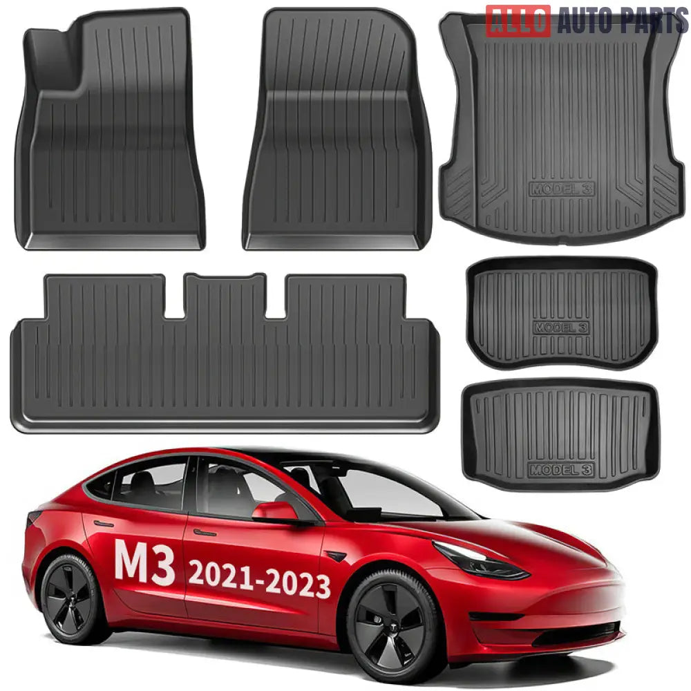All Weather TPE Floor Mats & Cargo Liners for 2021-2023 Tesla Model 3 - Tesla Interior Accessories > Frunk Trunk > Mat