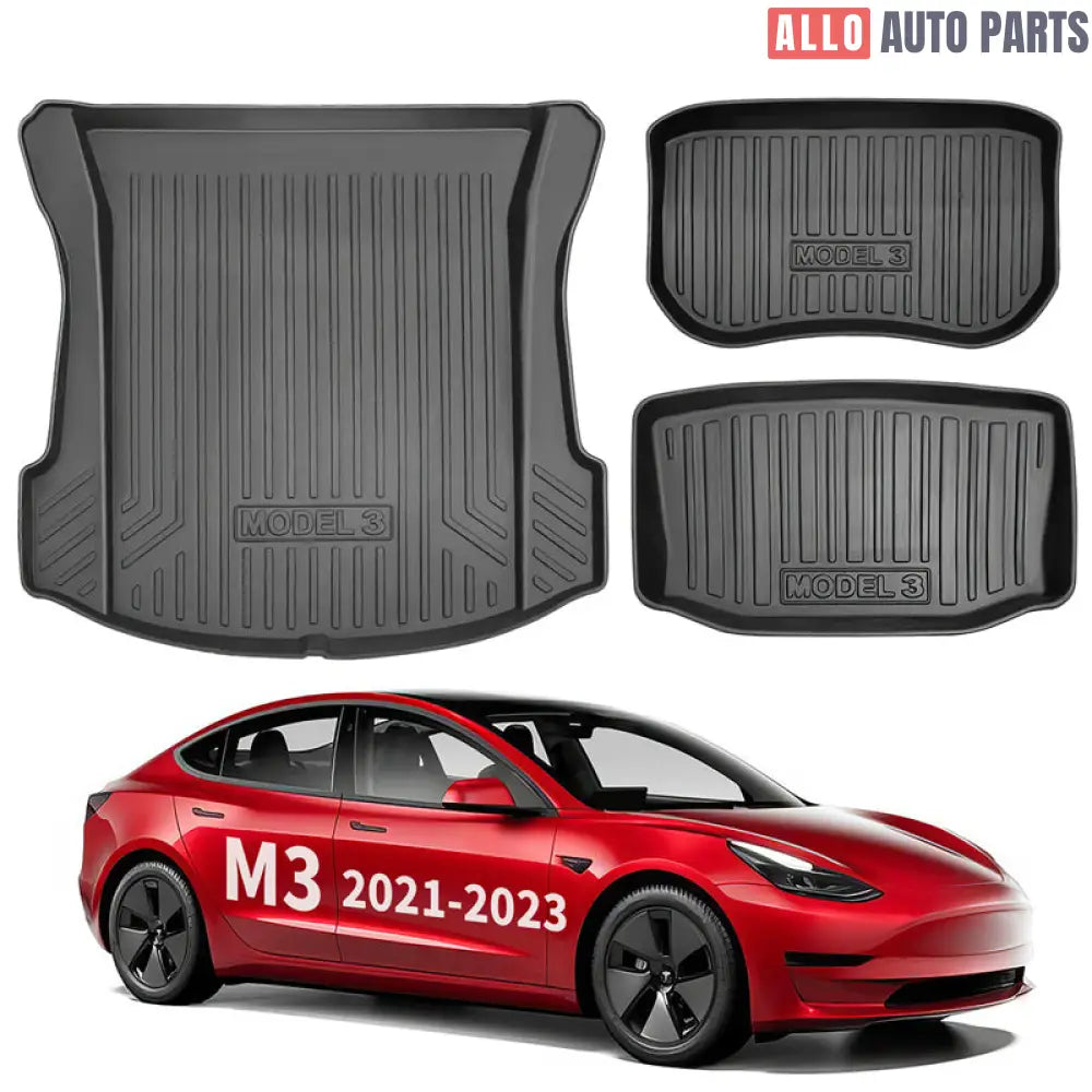 All Weather TPE Floor Mats & Cargo Liners for 2021-2023 Tesla Model 3 - Tesla Interior Accessories > Frunk Trunk > Mat