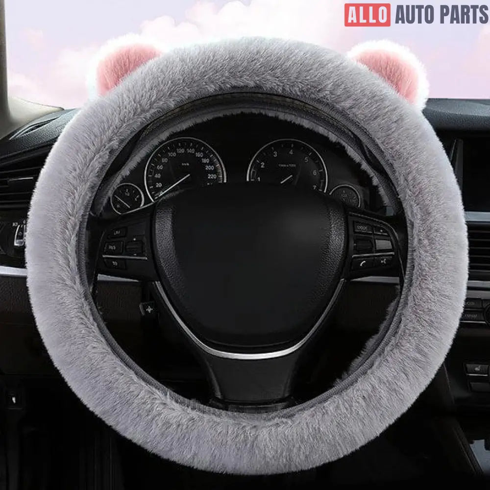 Cute Bear Steering Wheel Cover for Tesla Model 3 Y S X - Plush Non-Slip Grip - Tesla Interior Accessories > Steering