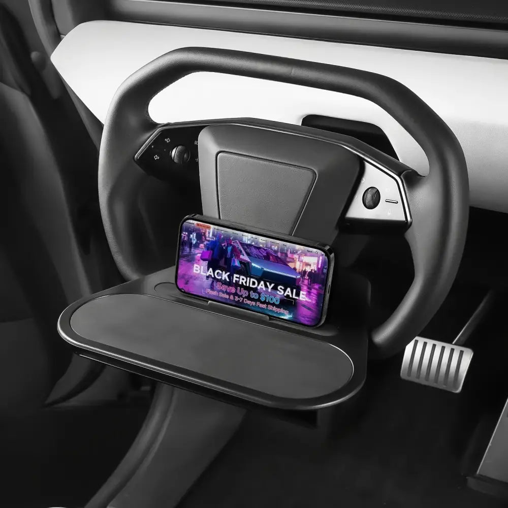Cybertruck Steering Wheel Tray - Portable Laptop Desk & Eating Table - With Storage Box - Tesla Interior Accessories >
