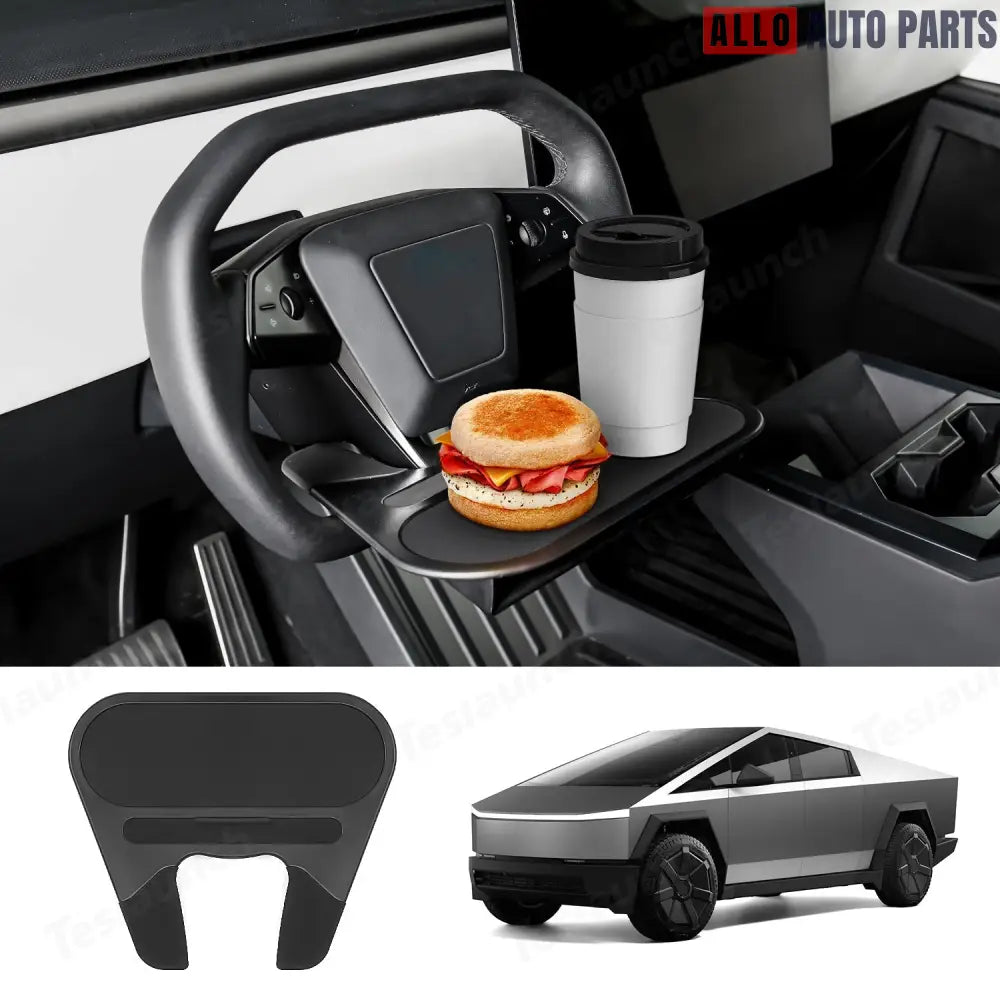 Cybertruck Steering Wheel Tray - Portable Laptop Desk & Eating Table - With Storage Box - Tesla Interior Accessories >