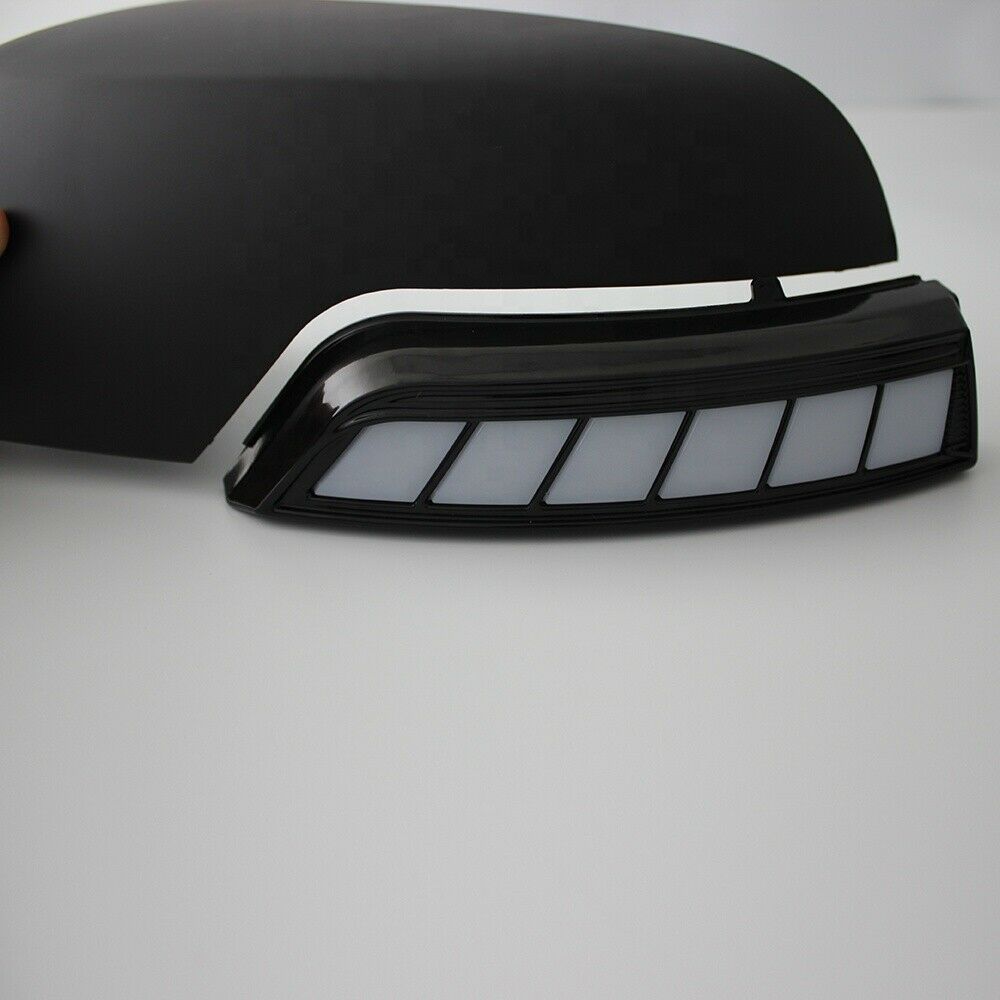 Door Mirror Cover Trim Matte Black with LED Light to suit Mazda BT-50 12-19