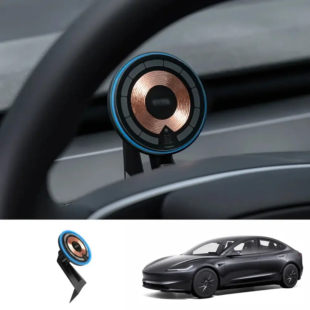 MagSafe Wireless Charger for Tesla Model 3 Highland 2025 Steering Wheel Mount - Tesla Interior Accessories > Dashboard