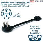 NEMA 14-50 Adapter for Tesla Gen 2 Mobile Connector - 32A Level 2 EV Charging - Tesla Exterior Accessories > Charger