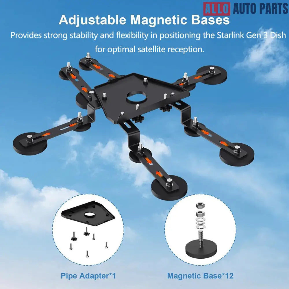 Starlink Gen 3 Magnetic Roof Mount - 376lb Suction Adjustable Kit for RV - Tesla Exterior Accessories > Starlink