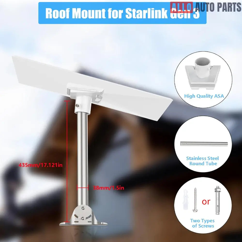 Starlink Gen 3 Roof Mount Kit - Heavy Duty Adjustable Straight Pipe Bracket - Tesla Exterior Accessories > Starlink