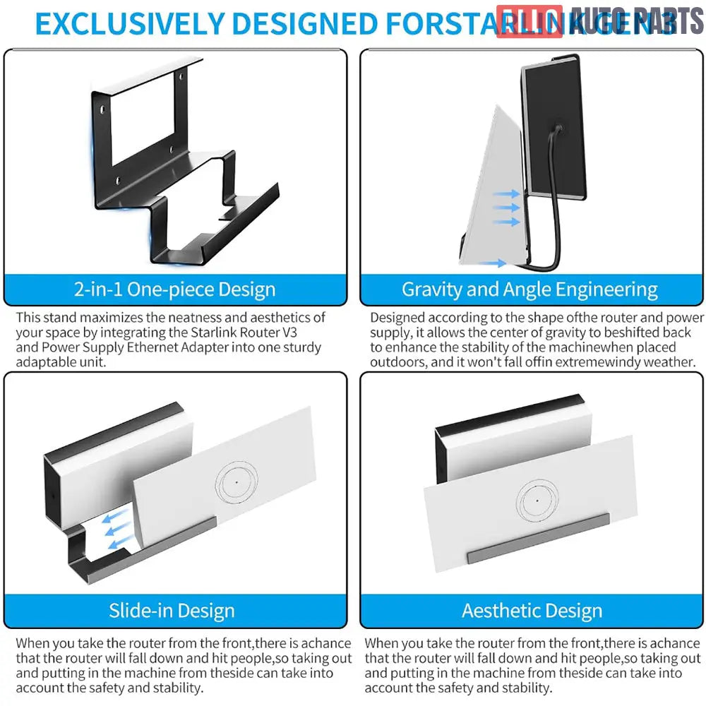 Starlink Gen 3 Router & Power Supply Wall Mount Kit - Heavy Duty Metal Bracket - Tesla Interior Accessories > Starlink