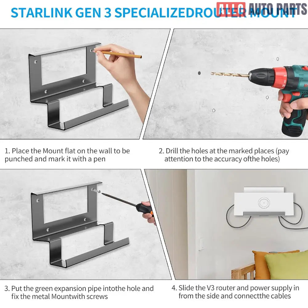 Starlink Gen 3 Router & Power Supply Wall Mount Kit - Heavy Duty Metal Bracket - Tesla Interior Accessories > Starlink