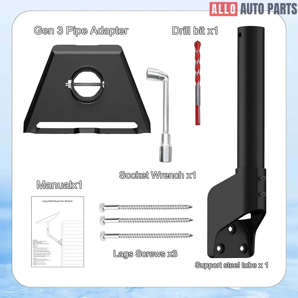 Starlink Gen 3 Wall & Roof Mount Kit - 360° Adjustable Heavy Duty Steel - Tesla Exterior Accessories > Starlink