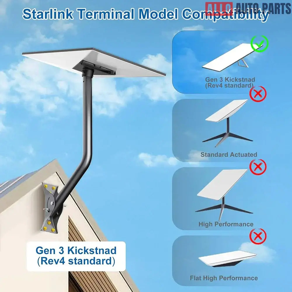 Starlink Gen 3 Wall & Roof Mount Kit - Heavy Duty Aluminum Adjustable Arm - Tesla Exterior Accessories > Starlink