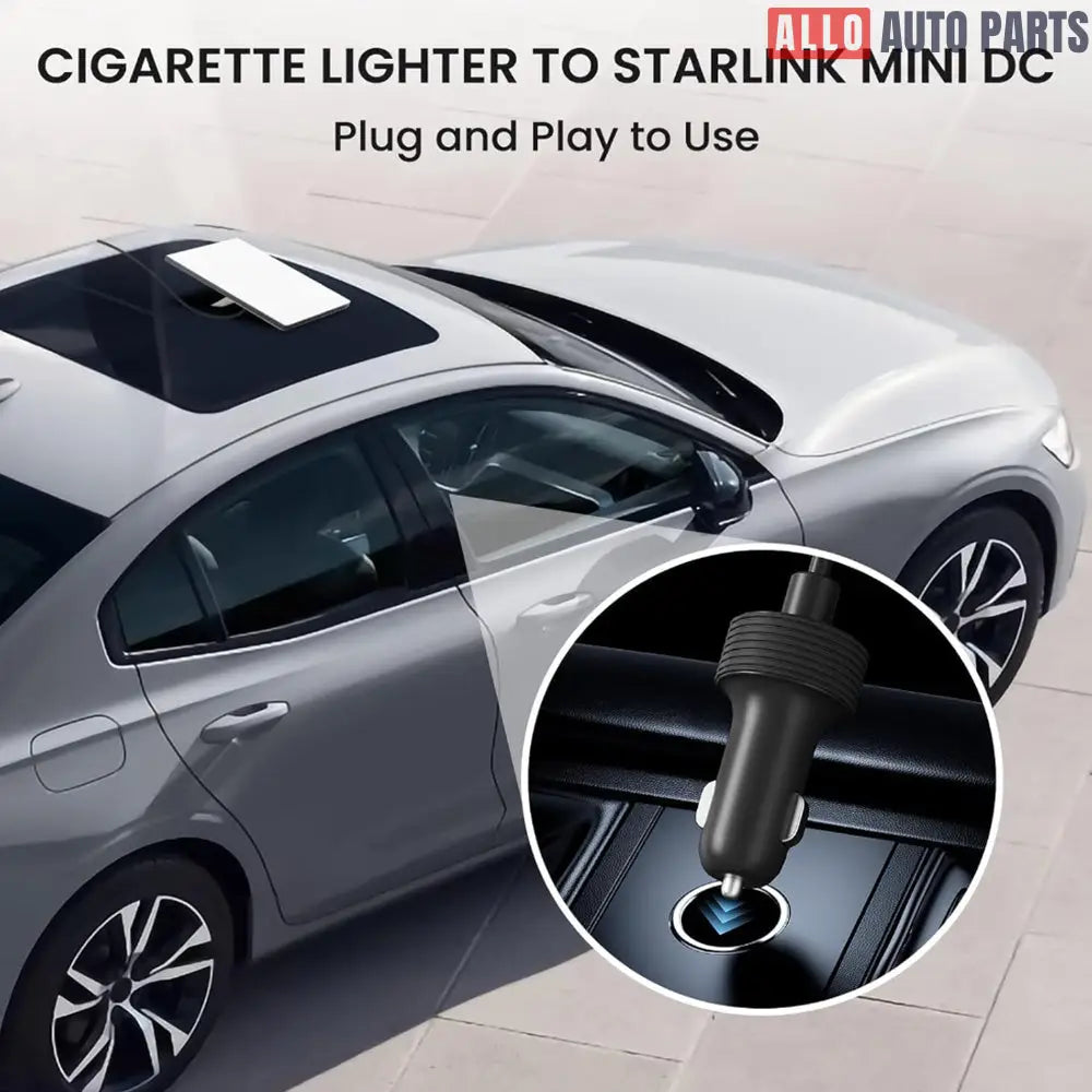 Starlink Mini DC Power Cable - 10FT Cigarette Lighter Plug 12V-48V 16AWG - Tesla Exterior Accessories > Starlink