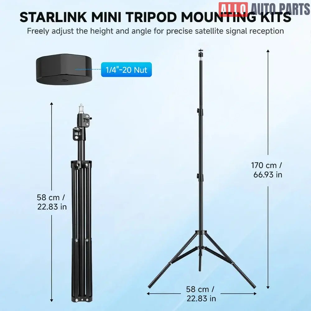Starlink Mini Tripod Mount - Adjustable Portable Stand with 1/4’’-20 Adapter - Tesla Exterior Accessories > Starlink