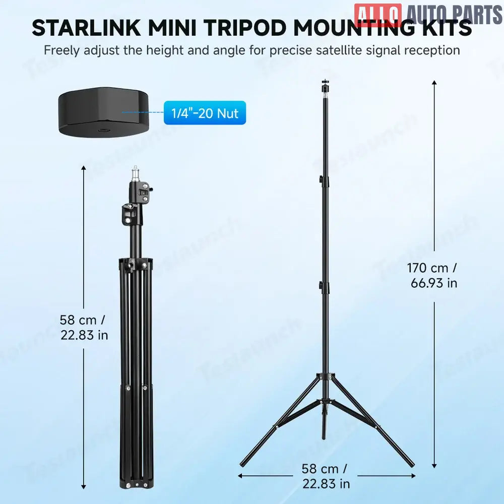 Starlink Mini Tripod Mount with 1/4’’-20 Pipe Adapter - Adjustable Stand - Tesla Exterior Accessories > Starlink