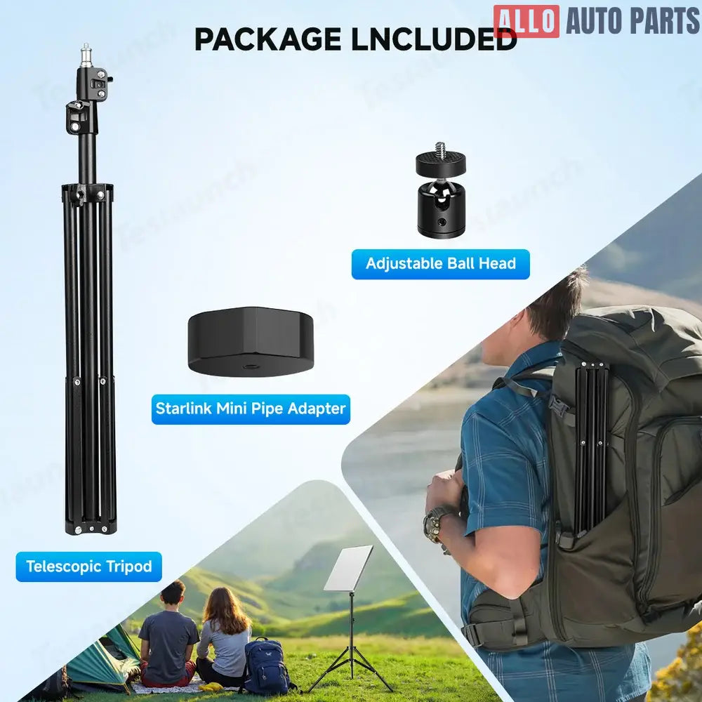 Starlink Mini Tripod Mount with 1/4’’-20 Pipe Adapter - Adjustable Stand - Tesla Exterior Accessories > Starlink
