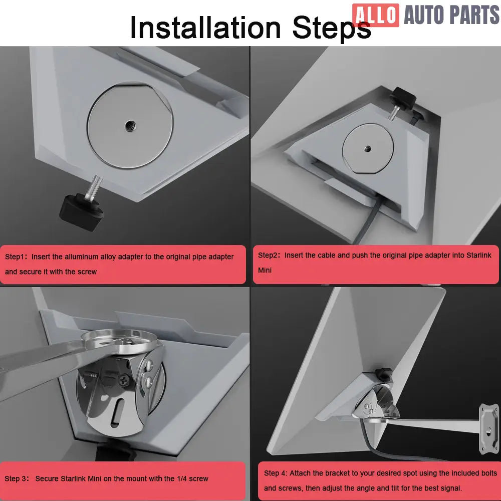 Starlink Mini Wall Mount Kit - Adjustable Stainless Steel Satellite Bracket - Tesla Exterior Accessories > Starlink