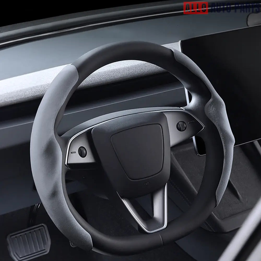 Suede Steering Wheel Cover for Tesla Model 3 Highland 2024+ | Anti-Slip Grip - Tesla Interior Accessories > Steering