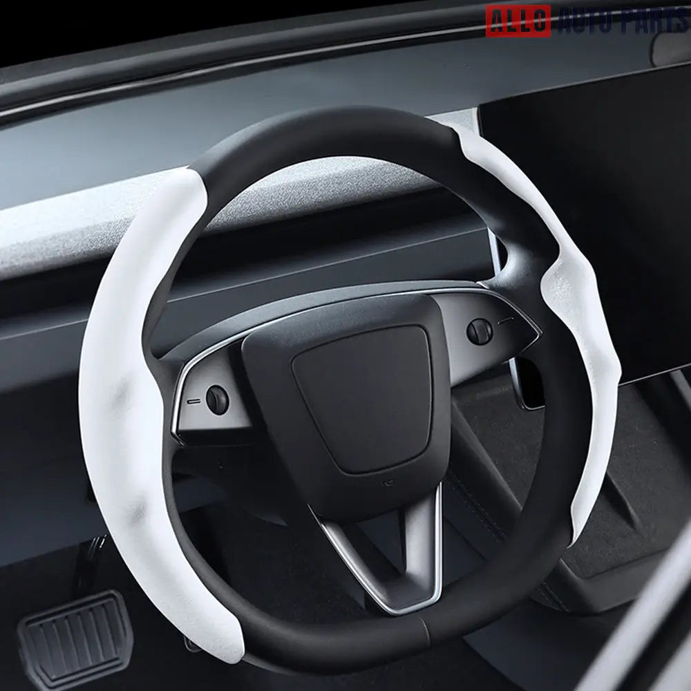 Suede Steering Wheel Cover for Tesla Model 3 Highland 2024+ | Anti-Slip Grip - Tesla Interior Accessories > Steering