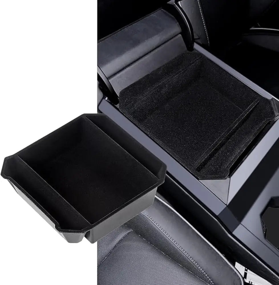 Tesla Cybertruck 2024+ Center Console Organizer Tray | Flocked Armrest Storage - Tesla Interior Accessories > Organizers