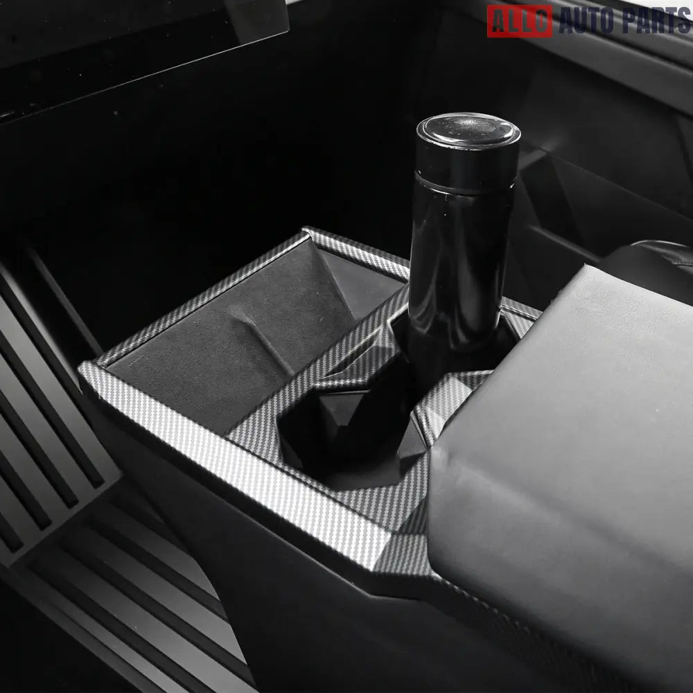 Tesla Cybertruck Center Console Cup Holder Cover - Carbon Fiber ABS Trim - Matte Carbon Fiber - Tesla Interior