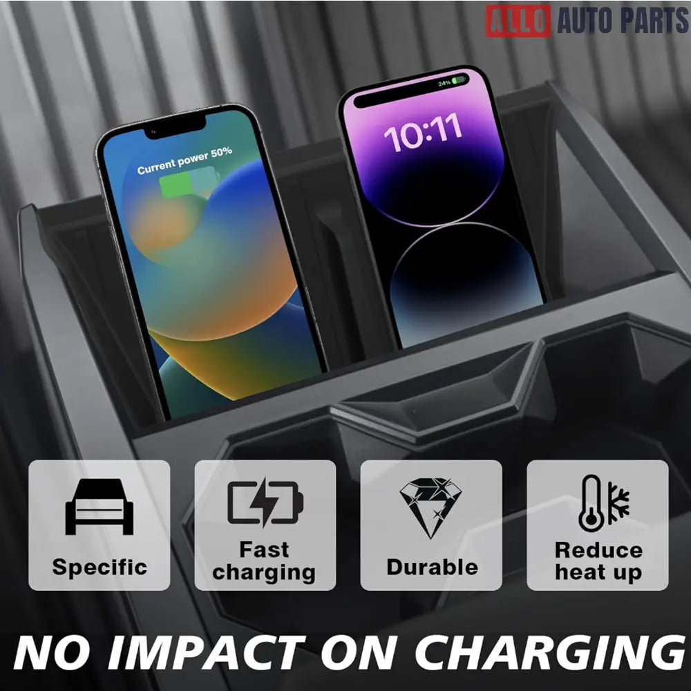 Tesla Cybertruck Wireless Charging Silicone Pad - Anti-Slip Center Console Mat - Tesla Interior Accessories > Center