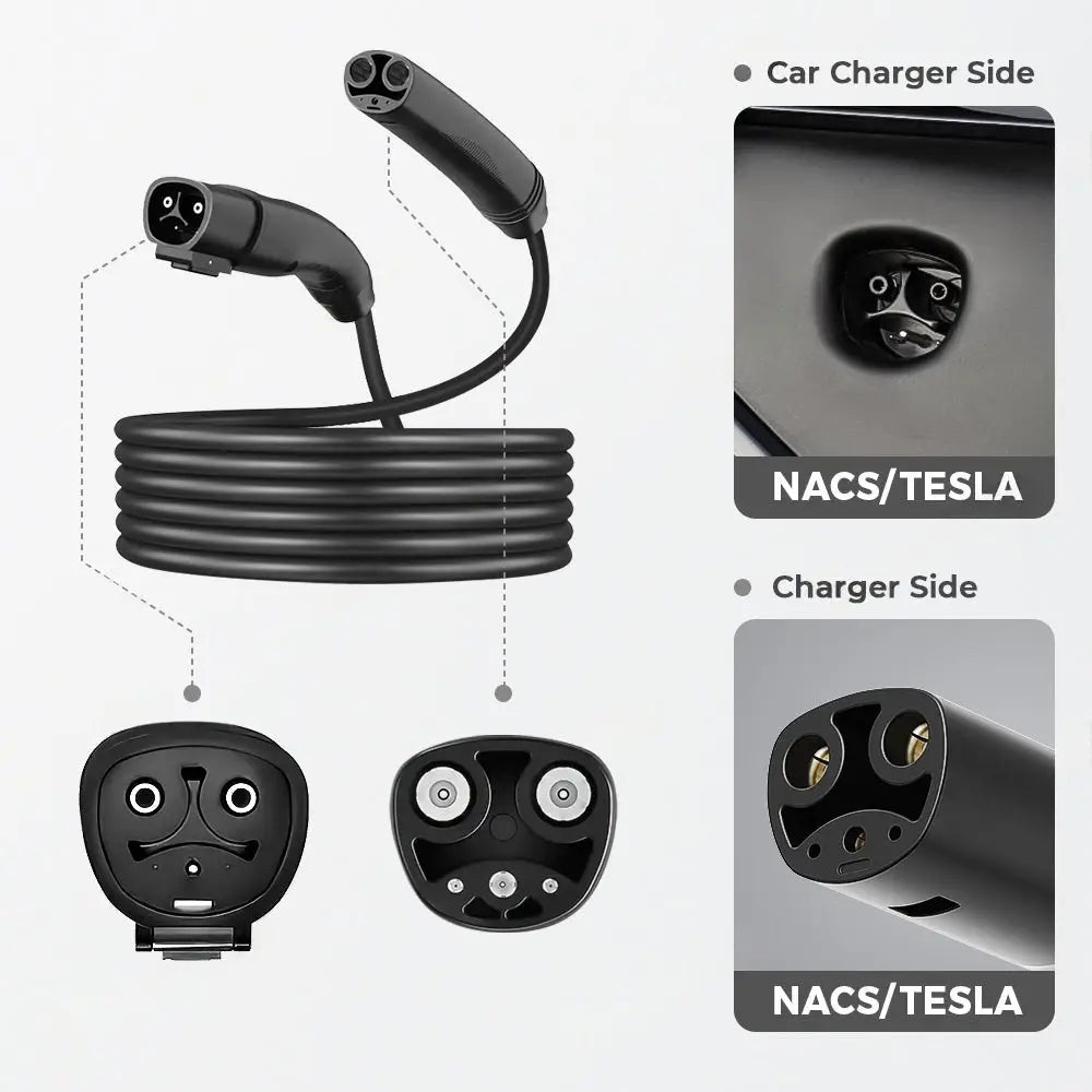Tesla EV Charger Extension Cord - 16.4ft 48A NACS Cable for Model 3/Y/S/X - Tesla Exterior Accessories > Charger