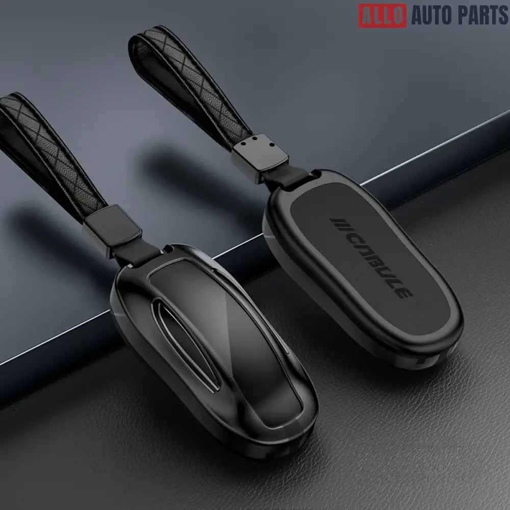 Tesla Key Fob Cover for Model 3/Y/S/X - Premium Alloy & Leather Case - Tesla Exterior Accessories > Remote Key Cover
