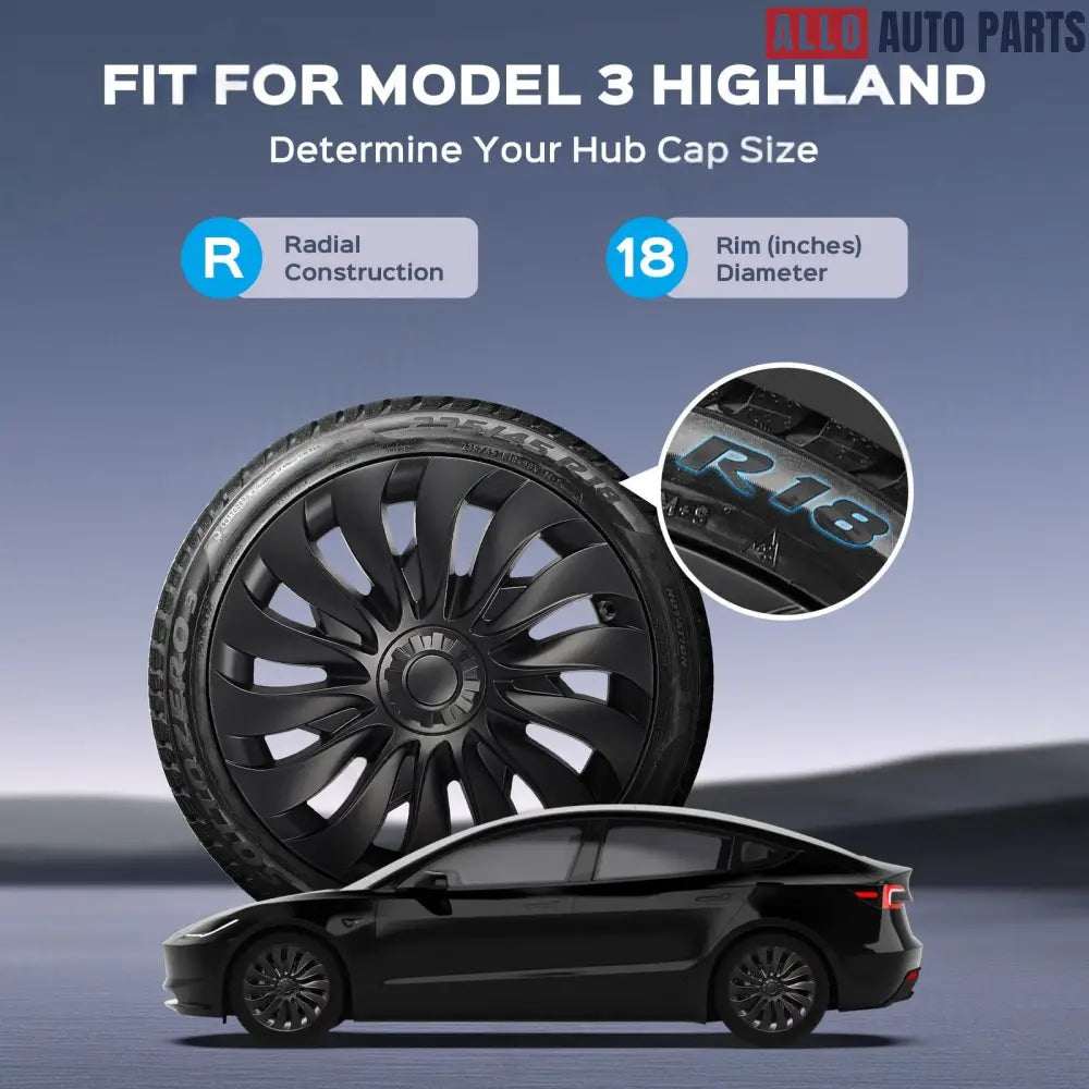 Tesla Model 3 Highland 18’’ Wheel Covers - Storm Style Hubcaps (4-Pack) - Tesla Exterior Accessories > Wheel > Hubcap