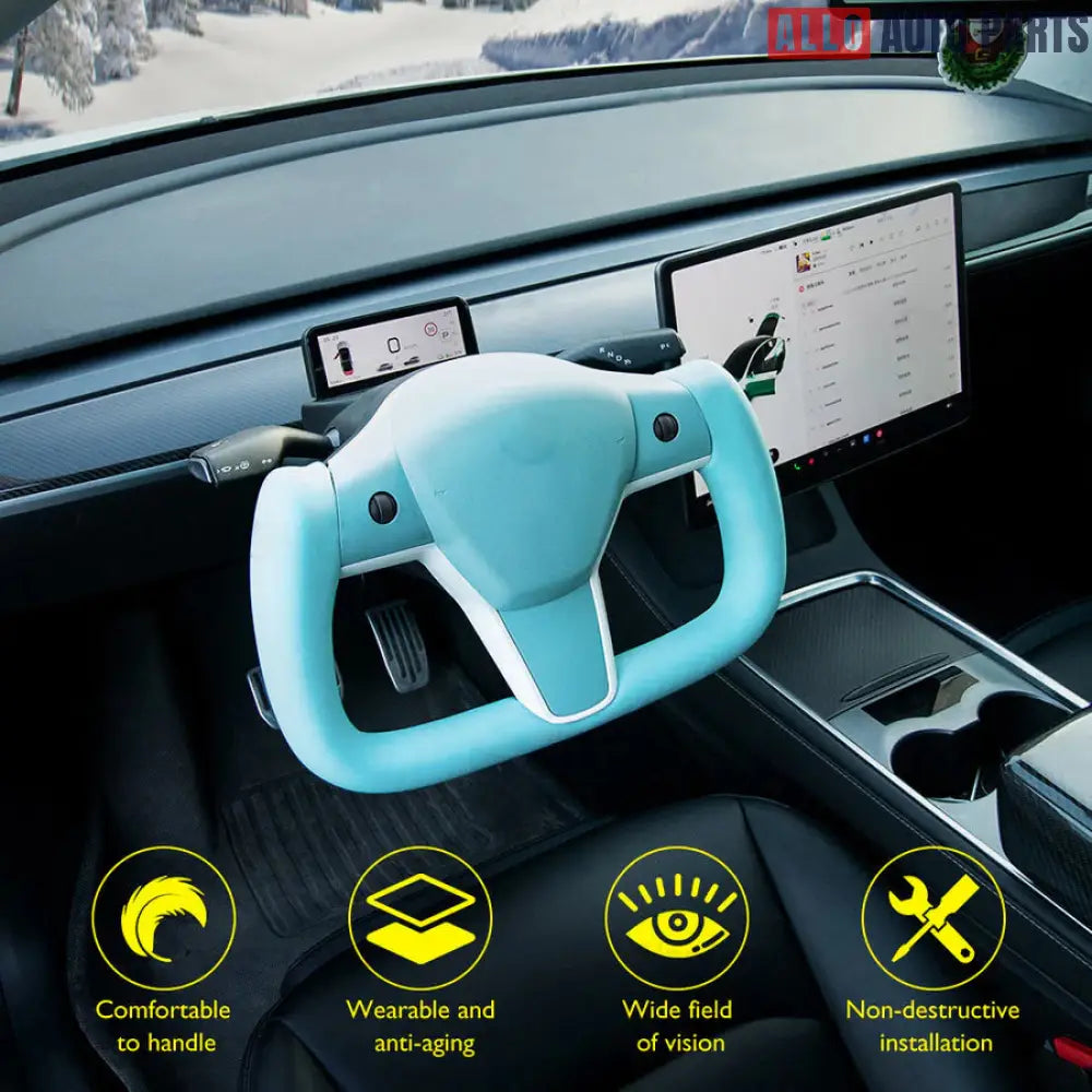 Tesla Model 3 & Model Y Yoke Steering Wheel Gen 2 - Custom Nappa Leather - Tesla Interior Accessories > Steering wheels