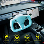 Tesla Model 3 & Model Y Yoke Steering Wheel Gen 2 - Custom Nappa Leather - Tesla Interior Accessories > Steering wheels