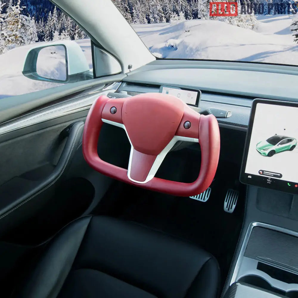 Tesla Model 3 & Model Y Yoke Steering Wheel Gen 2 - Custom Nappa Leather - Tesla Interior Accessories > Steering wheels