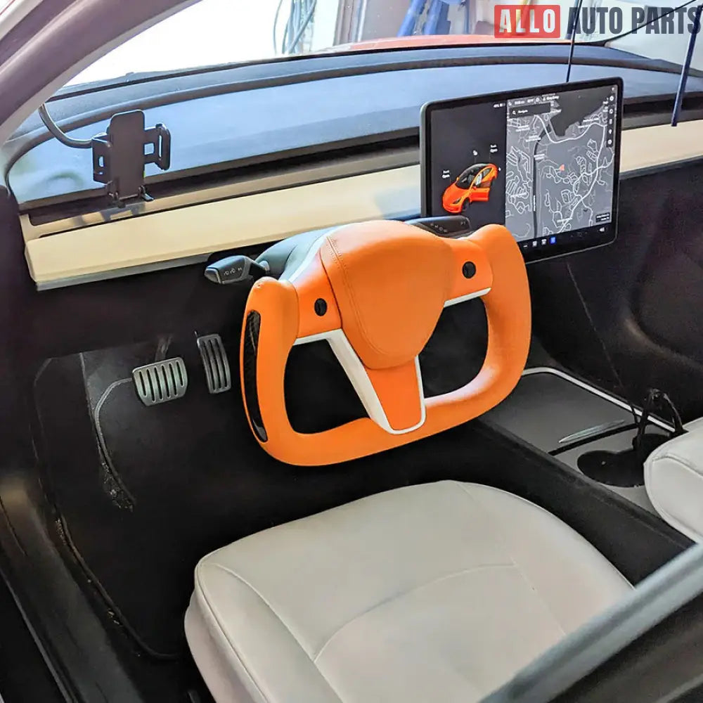Tesla Model 3 & Model Y Yoke Steering Wheel Gen 2 - Custom Nappa Leather - Tesla Interior Accessories > Steering wheels